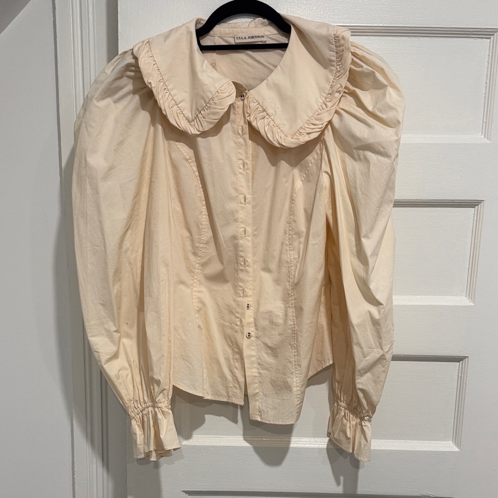 Ulla Johnson Cream Ruffle Collar Blouse